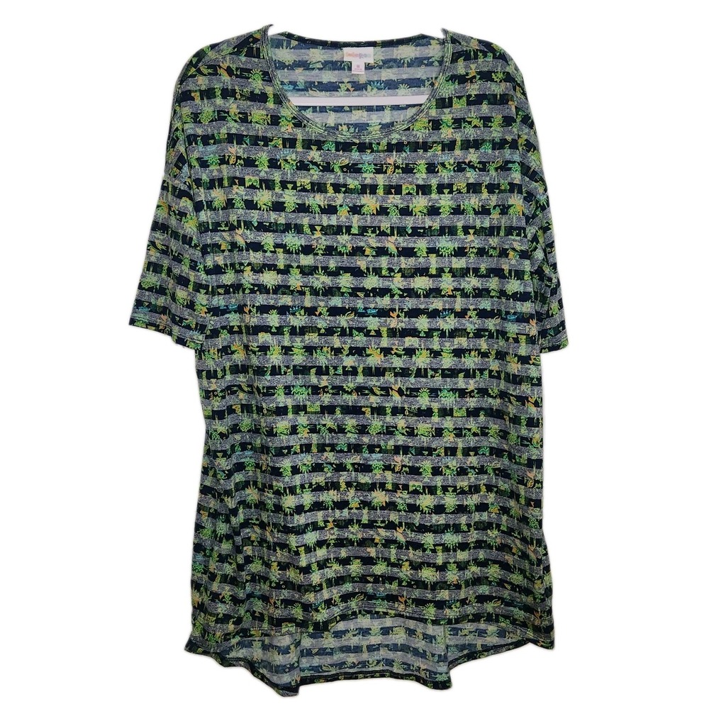 LuLaRoe Carly Green Medium High Low Hem Dress Short Sleeve MEDIUM